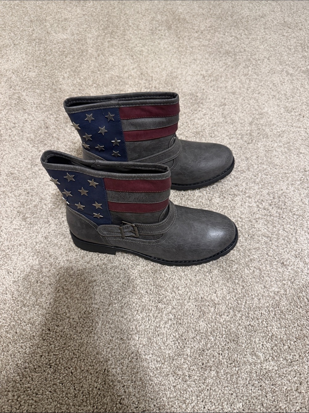 Charlotte Russe Gray Ankle Boots with Star-Striped Accent